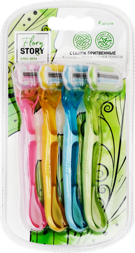 

Станок для бритья женский FLORY STORY с увлажняющей полоской, 4шт