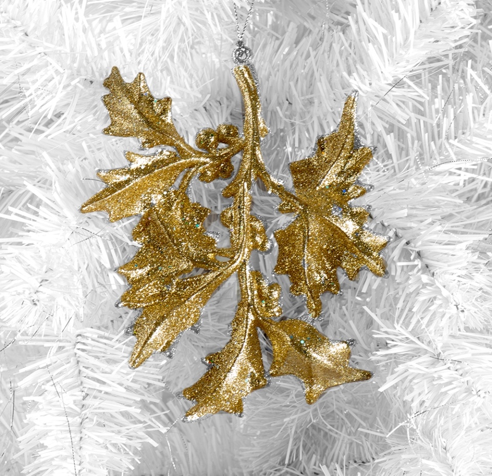 

Игрушка для елки Premier "Коллекция Традиции" Веточка остролиста блестящая Premier Decorations 1 шт, 14см, ассорти, золото, пластик