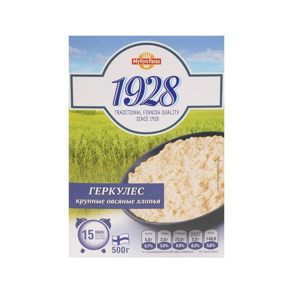 Хлопья Myllyn Paras 1928 Геркулес овсяные крупные б/п 15 мин 500 г