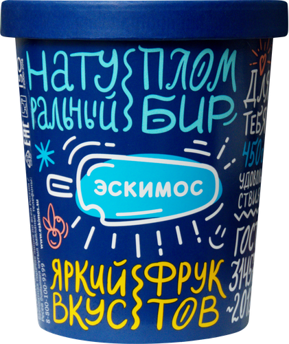 

Мороженое Эскимос Натуральный пломбир, пломбир вишневый с кусочками черники 12% ведро 450 г