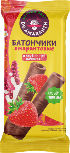 

Батончик безглютеновый Dr.Amaranth Амарантовый с клубничной начинкой, глазированный, 19 г