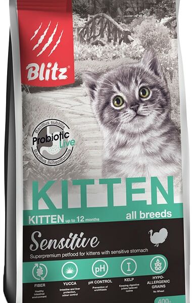 Сухой корм для котят Blitz Kitten Sensitive Индейка 400г