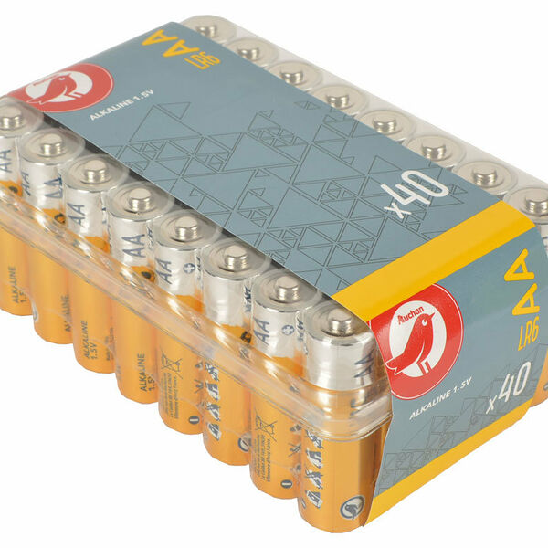 Батарейка АШАН Красная птица алкалиновая типоразмера АА, 40 шт