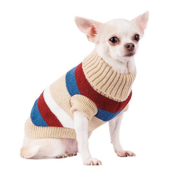 Свитер для собак в полоску 20см XS бежевый (унисекс)