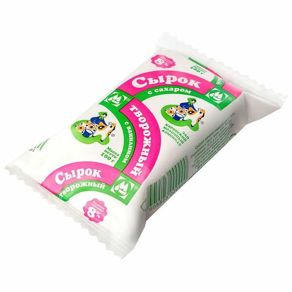 Сырок творожный Вятушка с ванилью 8%, бумажная обертка