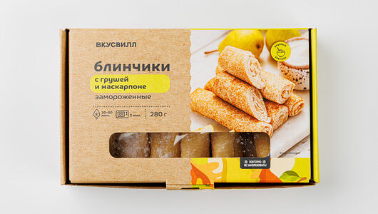 Блинчики с грушей и маскарпоне, замороженные