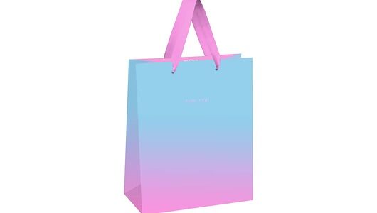 Пакет подарочный Meshu Duotone Light blue-Pink gradient 26х32х12 см матовая ламинация