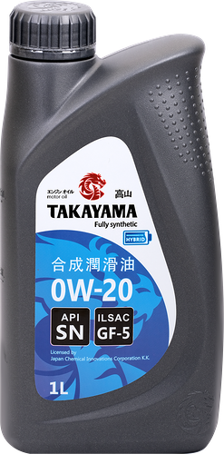 Масло моторное TAKAYAMA синтетическое SAE 0W-20, ILSAC GF-5, API SN, Арт. 605553, 1л