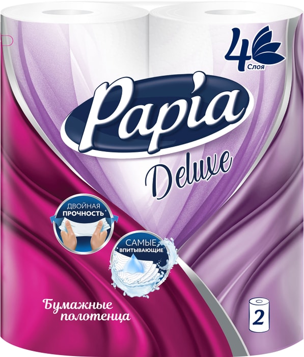 

Бумажные полотенца Papia Deluxe 4 слоя 2 рулона