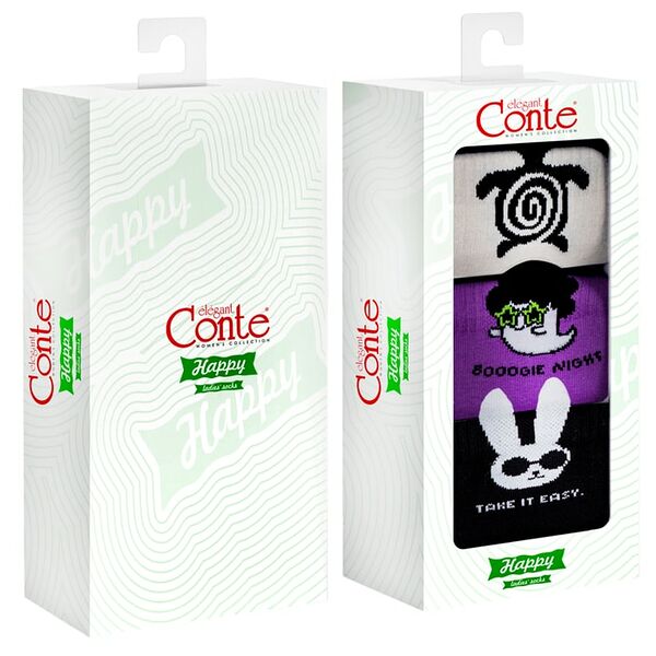 Носки женские Conte Elegance Happy хлопковые Размер 36-37 3 пары