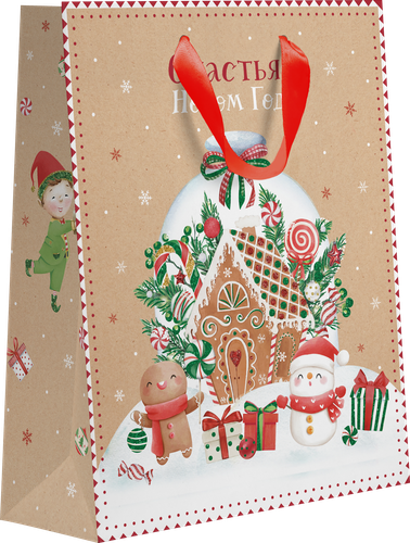 

Пакет подарочный Snow крафт, 32х26,5х12,5см, Арт. KLT, в ассортименте