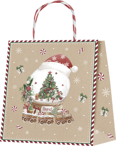 

Пакет подарочный Snow крафт, премиум, 26х26х10 см, Арт. KLP в ассортименте 1 шт.