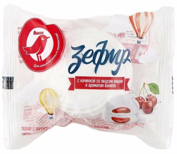 Зефир АШАН Красная птица с фруктовой начинкой с ароматом ванили, вес
