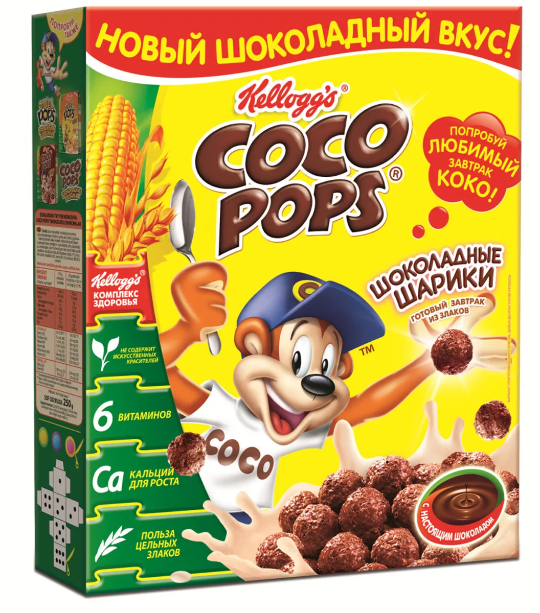 Готовый завтрак Coco Pops, Kellogg's, 350/550 г, Франция