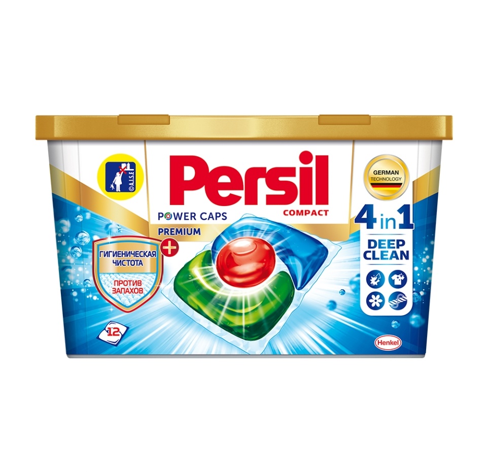 

Капсулы для стирки 4 в 1 Persil Power Caps Premium Гигиена антизапах, 12 шт.