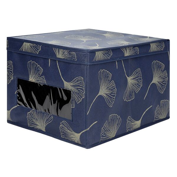 Кофр для хранения Домовой Гинкго, 40х30х25 см, с прозрачным окном, нетканый материал