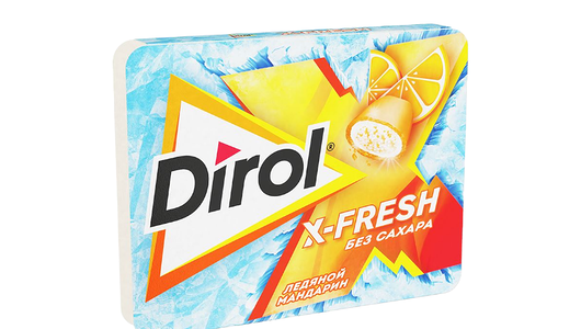 Жевательная резинка Dirol X-Fresh Ледяной мандарин без сахара со вкусом мандарина, 16г