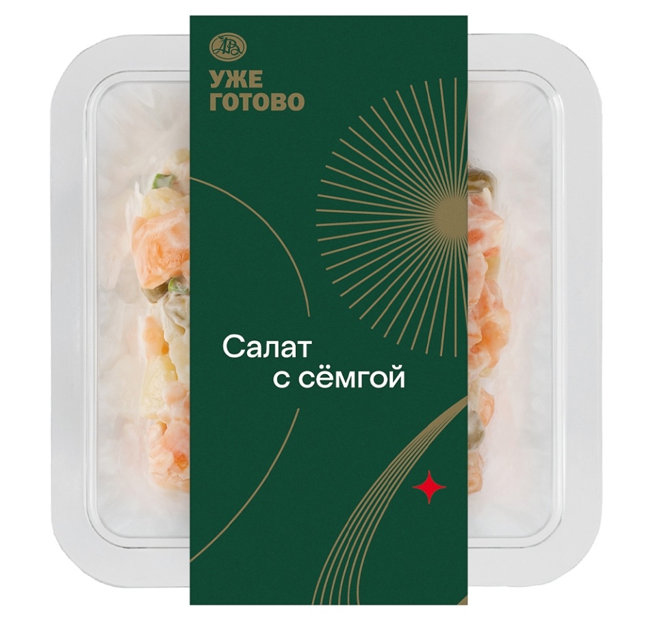 

Салат с лососем атлантическим (сёмгой) Уже Готово, 180 г, Россия