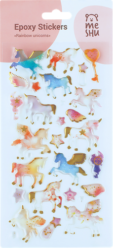 

Наклейки гелевые MESHU Rainbow unicorns 10х22 см, 27 шт