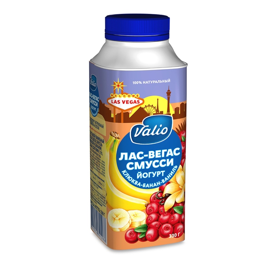 

Йогурт смусси питьевой Valio Лас-Вегас Клюква-банан-ваниль 1.9% 330 г