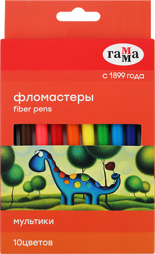 Фломастеры Гамма Мультики, смываемые, 10 цветов