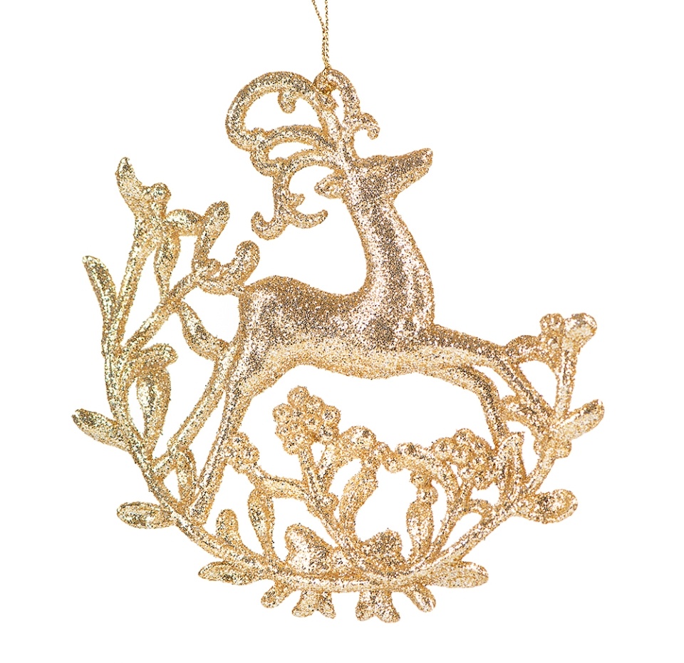 

Игрушка для елки Premier Северный олень цвет золотой с глиттером 14 см