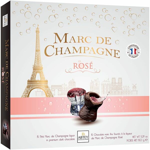Набор конфет Abtey Pink Champagne Moment из темного шоколада с шампанским, 150г