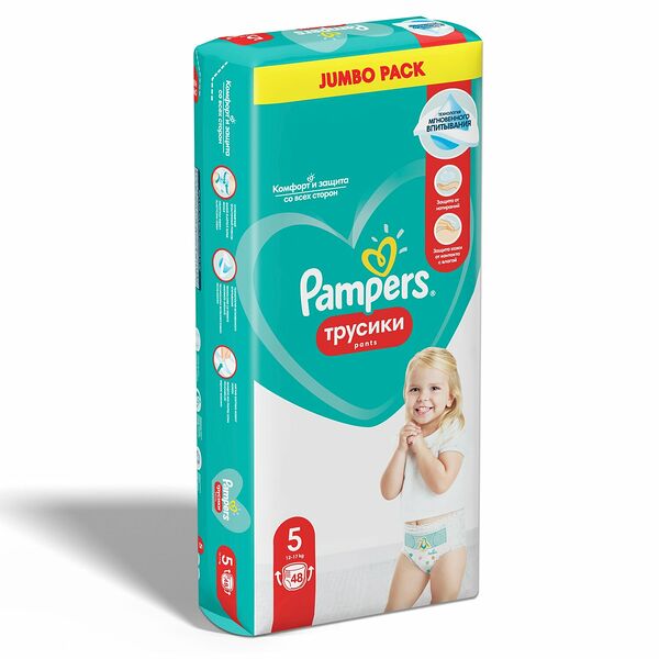 Подгузники-трусики Pampers Pants для малышей 12-17 кг, 5 размер, 48 шт