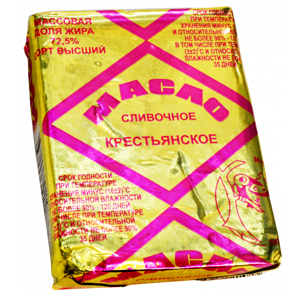 Масло сливочное Маслобаза Калининградская Крестьянское 72.5%