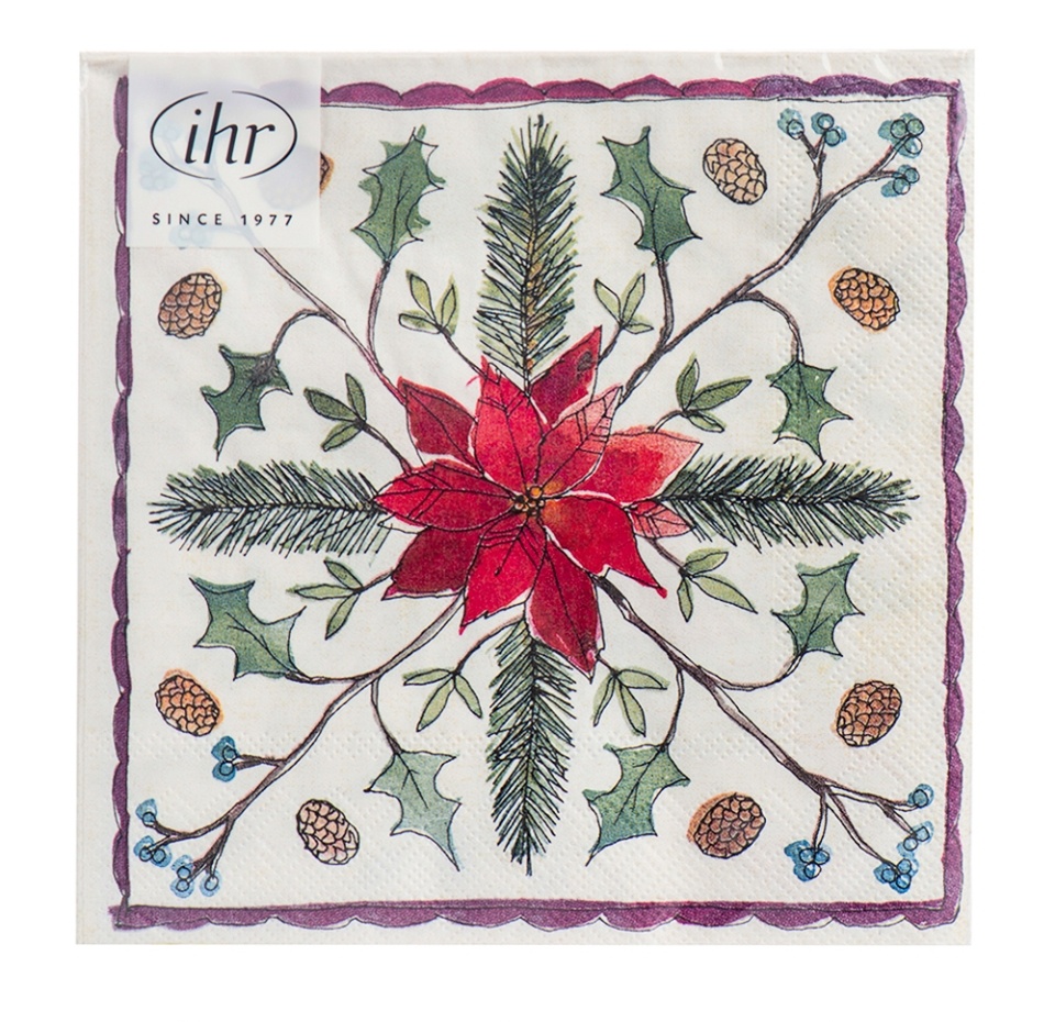 

Салфетки бумажные IHR Christmas Floristry 33х33 см 3 слоя 20 шт