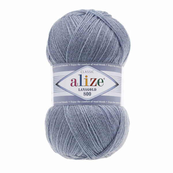 Пряжа ALIZE 'Lanagold 800' 100гр.,730м (49%шерсть, 51%акрил)(221 светллый джинс меланж)
