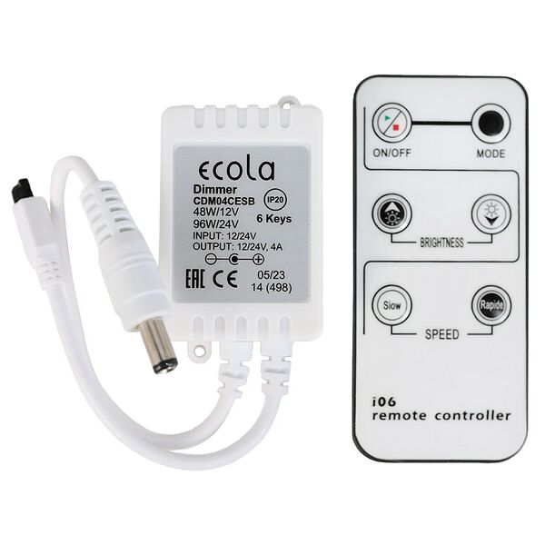 Диммер Ecola LED strip Dimmer, 4 A, 48 Вт, 12 В с инфракрасным пультом управления