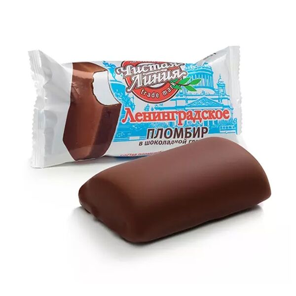 Мороженое Чистая Линия Ленинградское пломбир в шоколадной глазури 12% 80 г