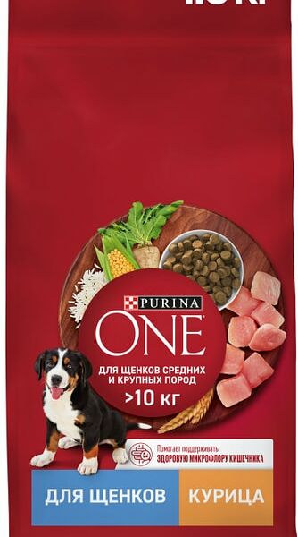 Сухой корм для щенков Purina ONE для средних и крупных пород с курицей и рисом 1.8кг