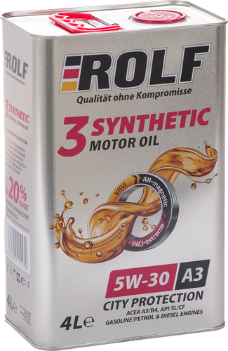 

Масло моторное Rolf 3-Synthetic 5W-30 синтетическое 4 л