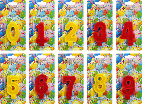 

Свеча для торта, цифра 0-9, микс