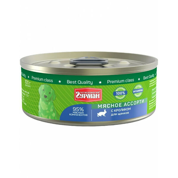 Четвероногий Гурман Мясное ассорти с кроликом для щенков 340 г