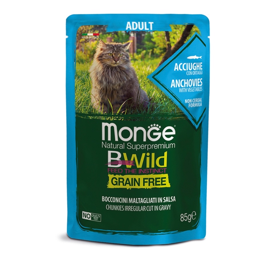 

Monge Bwild Cat Grain free пауч для кошек Анчоусы с овощами 85г