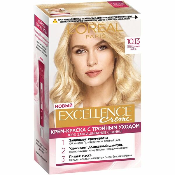 Крем-краска для волос Loreal Excellence Creme Оттенок 10.13 Легендарный блонд, 192 мл