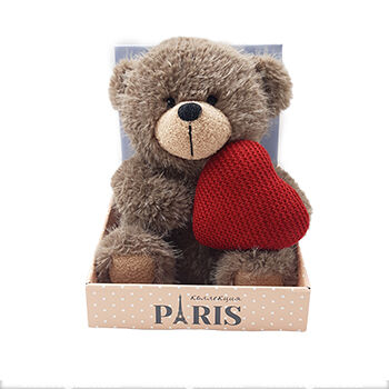 Игрушка мягкая ПЛЮШЛЕНД Мишка с сердцем коричневый 20см