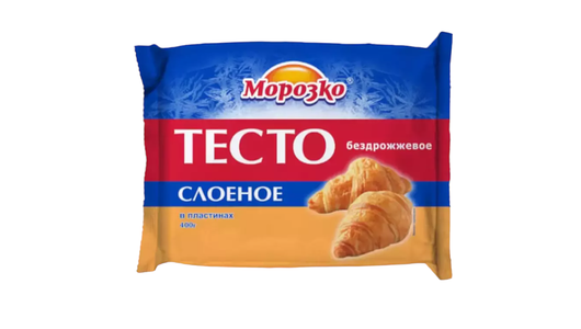 Тесто бездрожжевое Морозко слоёное в пластинах, 400г