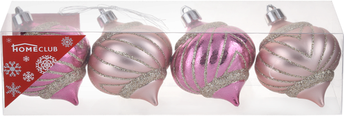 

Набор елочных украшений HOMECLUB Рельефные, с орнаментом, розовый/кремовый