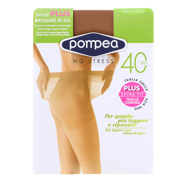 Pompea колготки 40 den riposante, размер 6 (хxl), сamello, 86% полиамид, 14% эластан, бежевый