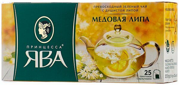 Чай зеленый Принцесса Ява Медовая липа в пакетиках, 25 шт.