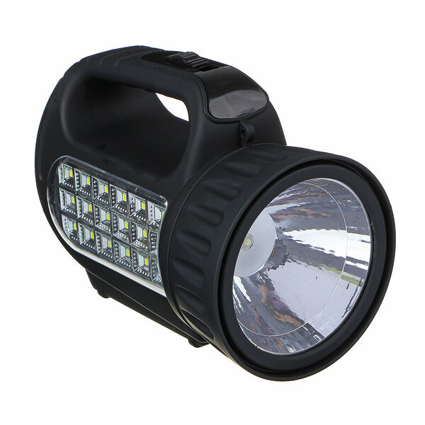 Ермак фонарь прожектор аккумуляторный, 18 smd + 1 led, шнур 220 в, резинопластик, 18x11 см