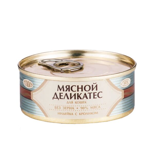 Мясной Деликатес консервы для кошек с индейкой и кроликом, 100 г