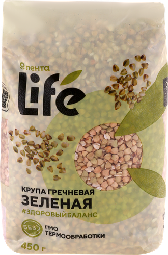 Крупа гречневая Лента Life зеленая, 450г