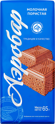 Кондитерская плитка молочная АЭРОБАР пористая, 65г
