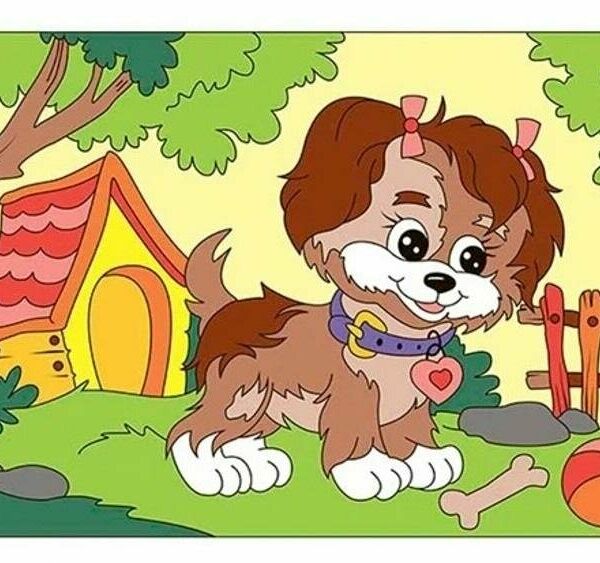 Картина по номерам для малышей Щенок-озорник, Ркн-039