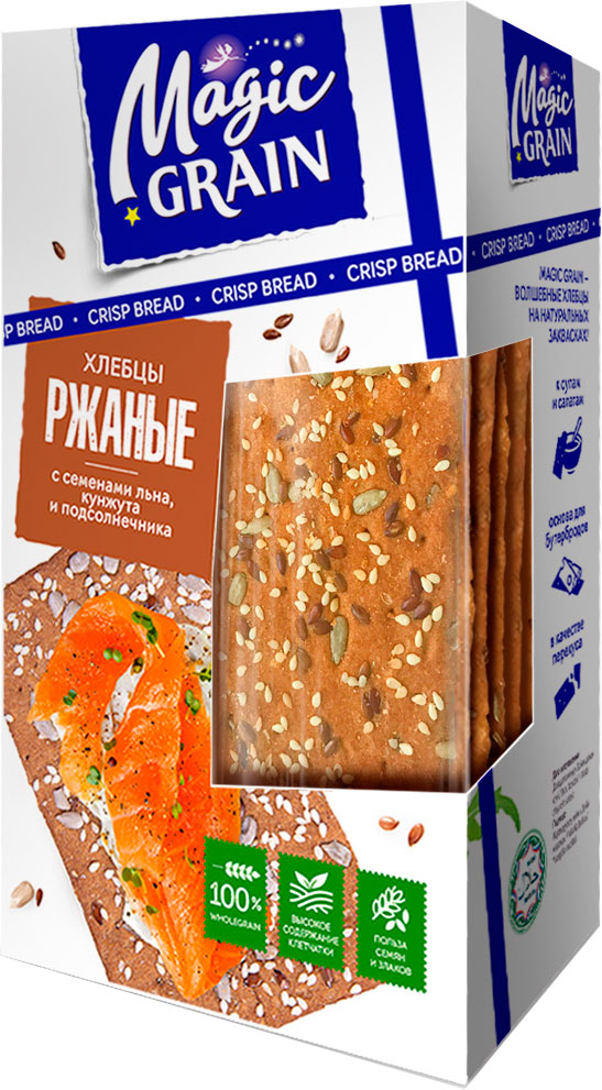 

Хлебцы Magic Grain ржаные с семами льна подсолнечника кунжута